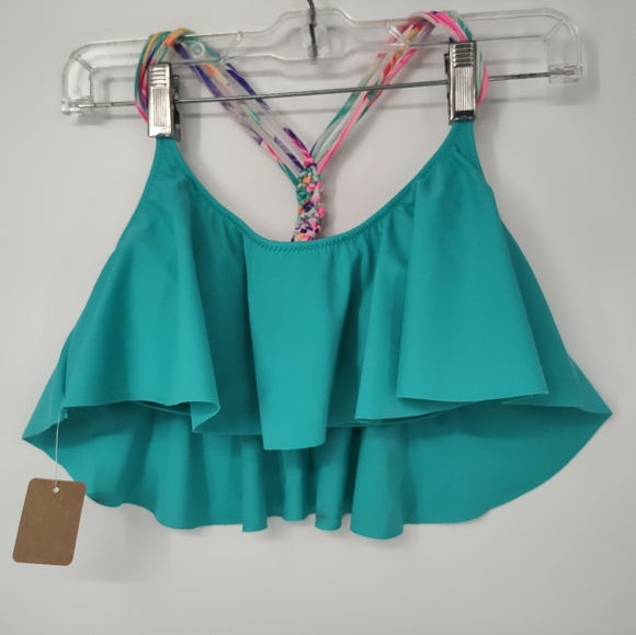 PINK Victoria's Secret Other - PINK Victoria's Secret Teal Ruffled Bikini Top Women's Size Medium